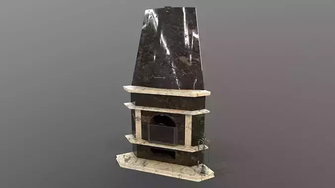 Fireplace of dark granite
