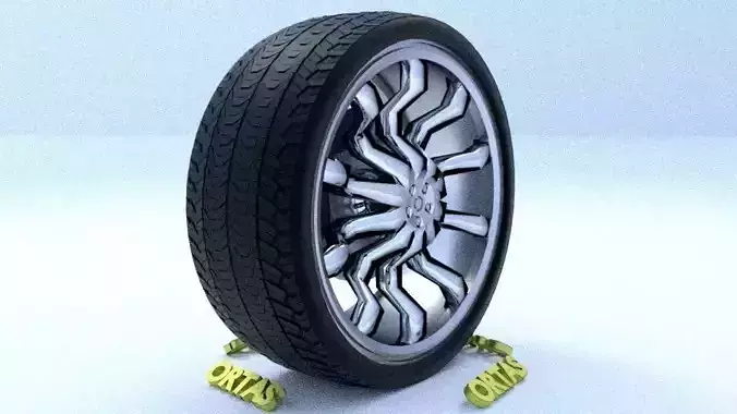 ORTAS CAR RIM 37 GAME READY RIM TIRE AND DISC 3D model
