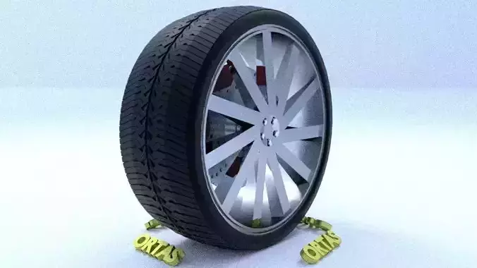 ORTAS CAR RIM 35 GAME READY RIM TIRE AND DISC 3D model