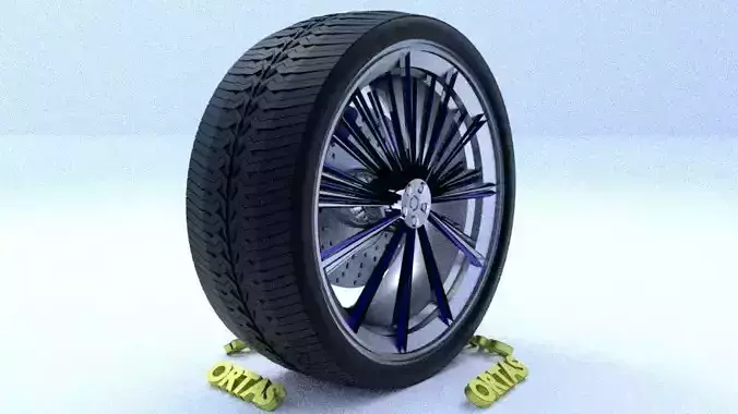 ORTAS CAR RIM 34 GAME READY RIM TIRE AND DISC 3D model