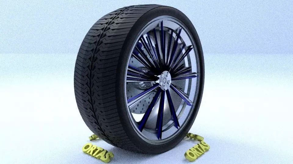 ORTAS CAR RIM 34 GAME READY RIM TIRE AND DISC 3D model_0