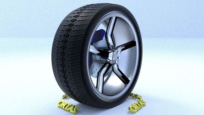 ORTAS CAR RIM 33 GAME READY RIM TIRE AND DISC 3D model