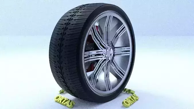 ORTAS CAR RIM 32 GAME READY RIM TIRE AND DISC 3D model