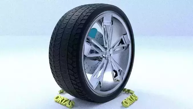 ORTAS CAR RIM 29 GAME READY RIM TIRE AND DISC 3D model
