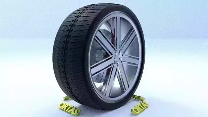 ORTAS CAR RIM 28 GAME READY RIM TIRE AND DISC 3D model