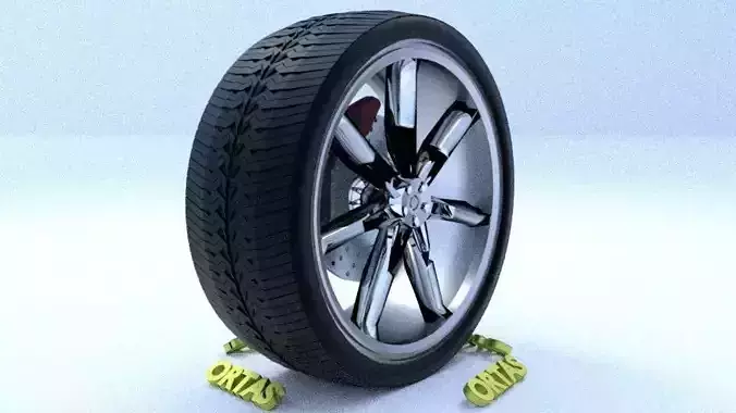 ORTAS CAR RIM 23 GAME READY RIM TIRE AND DISC 3D model