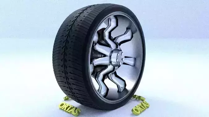 ORTAS CAR RIM 22 GAME READY RIM TIRE AND DISC 3D model