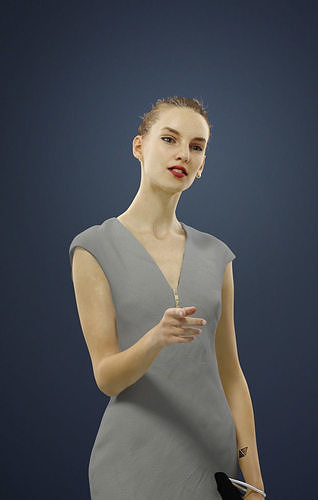 Beauty a Female In Business Attire Standing While Pointing 3D model