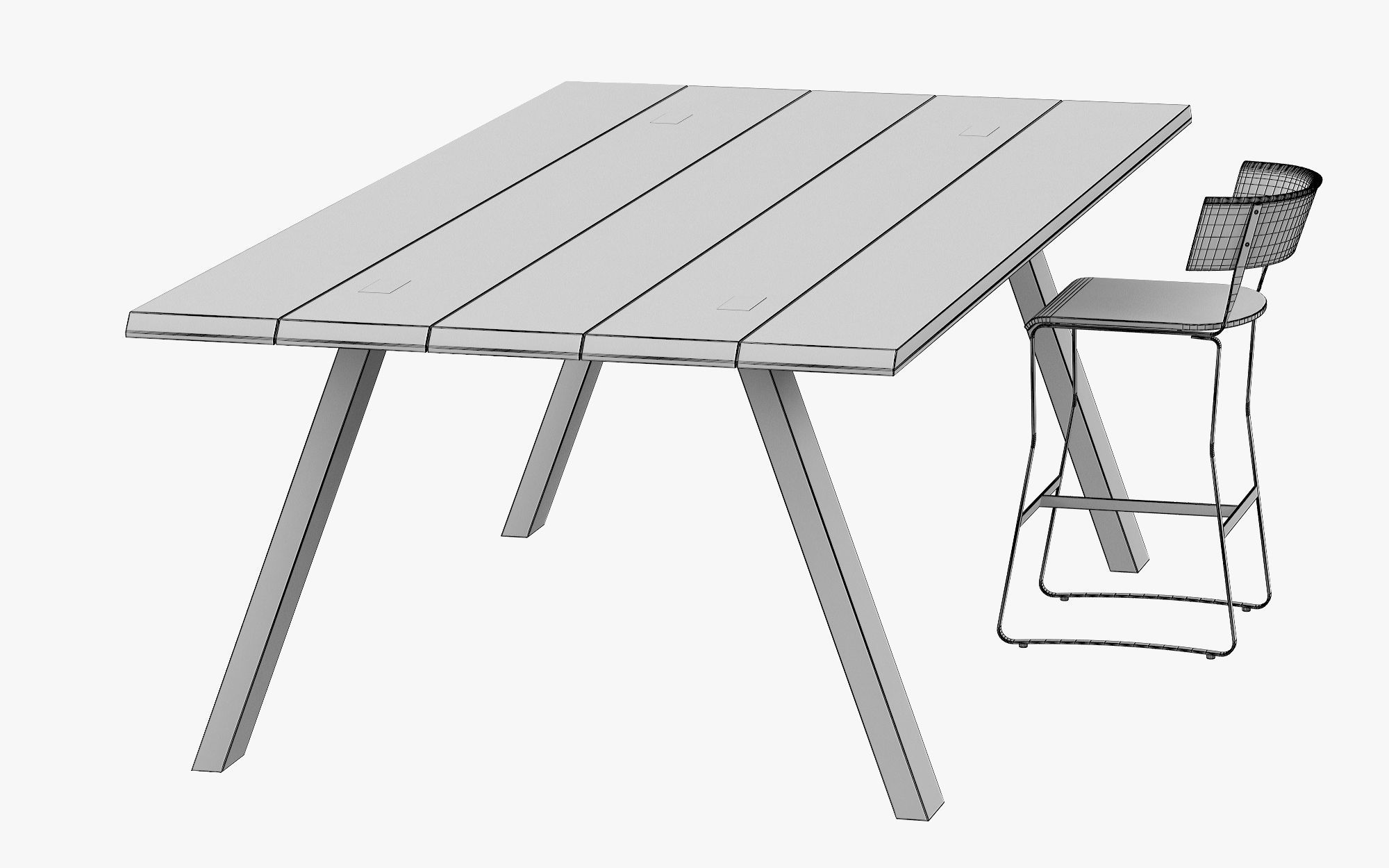 Bar table and Chair 3D model_7