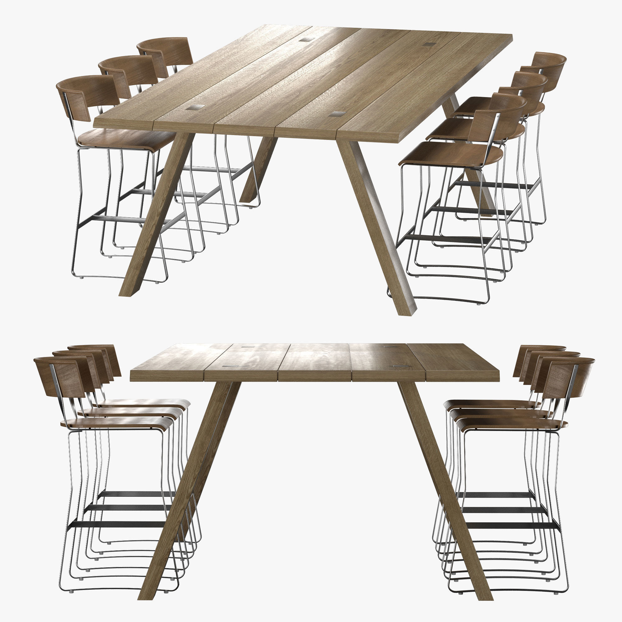 Bar table and Chair 3D model_1