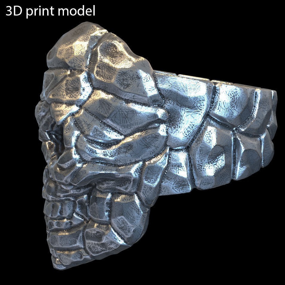 Skull ring Rock vol1  jewelry 3D print model_2