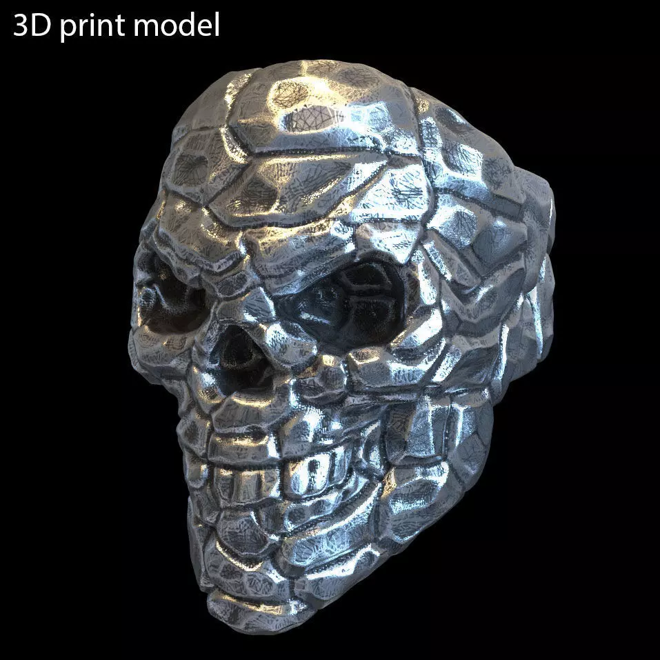Skull ring Rock vol1  jewelry 3D print model_0