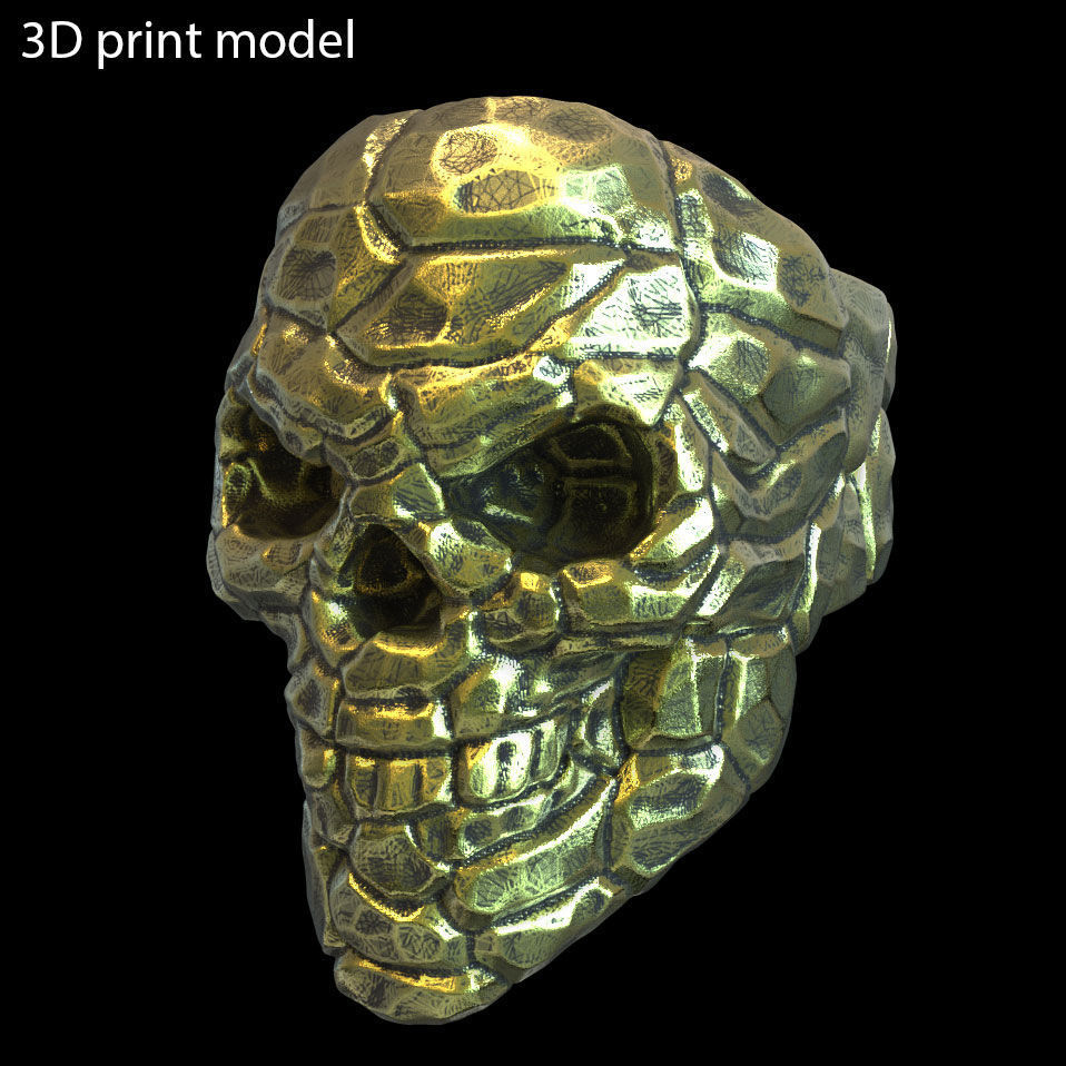 Skull ring Rock vol1  jewelry 3D print model_1
