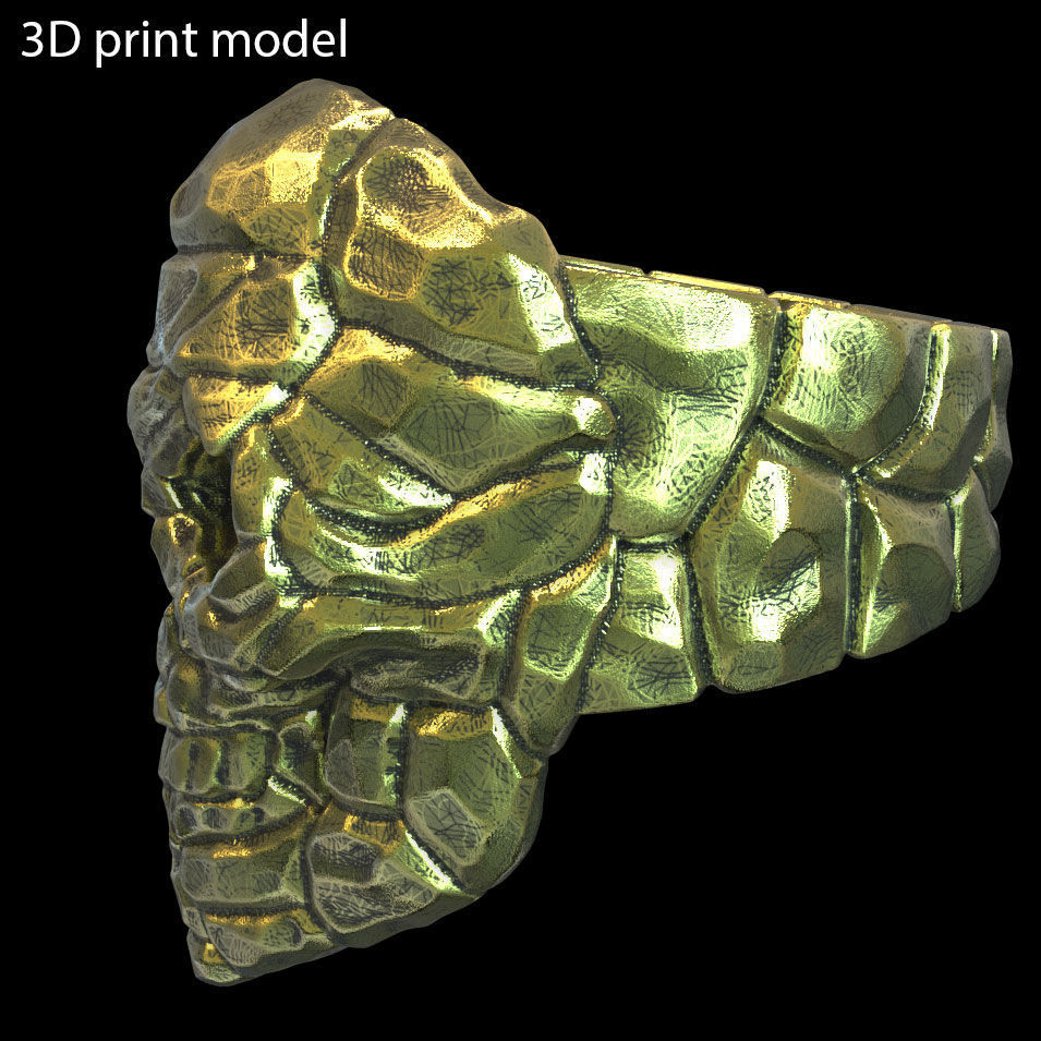 Skull ring Rock vol1  jewelry 3D print model_3