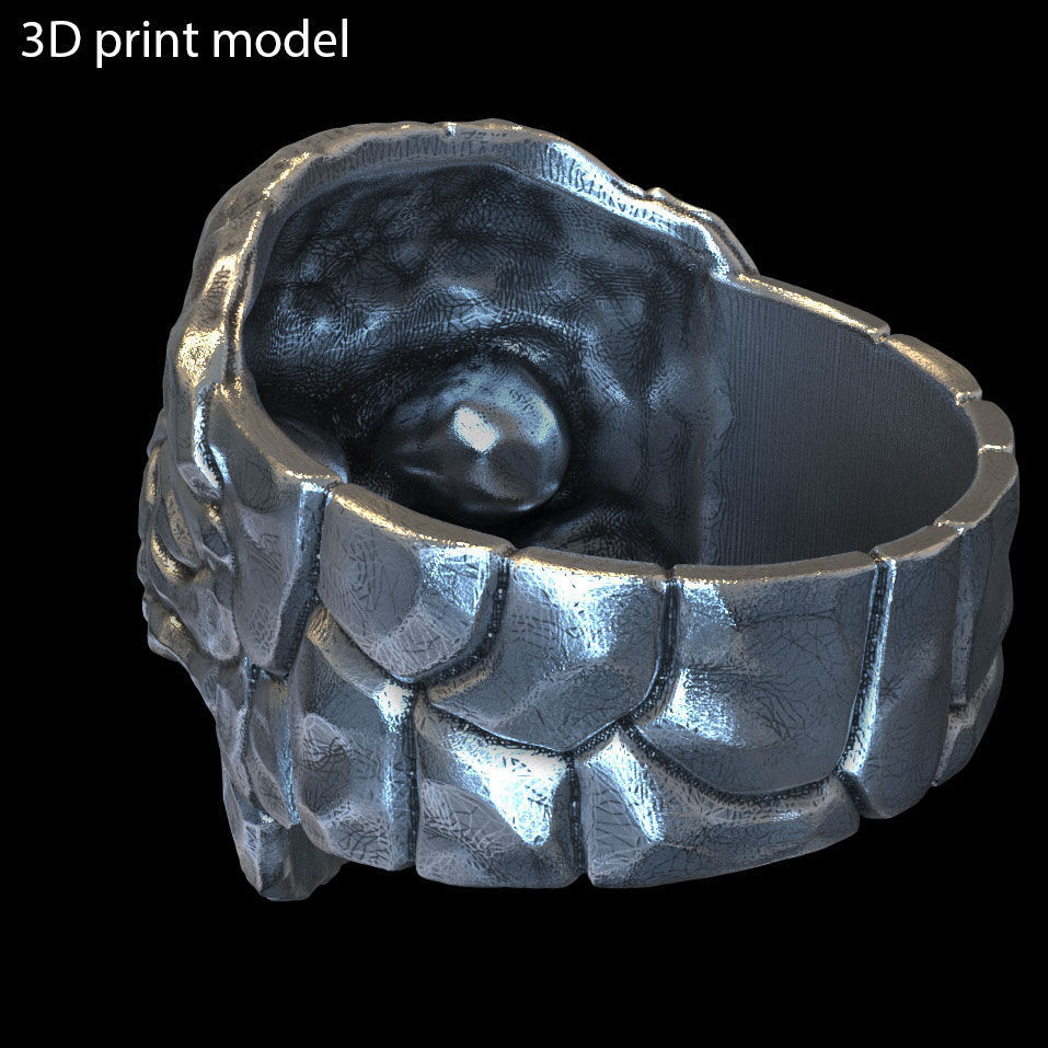 Skull ring Rock vol1  jewelry 3D print model_4