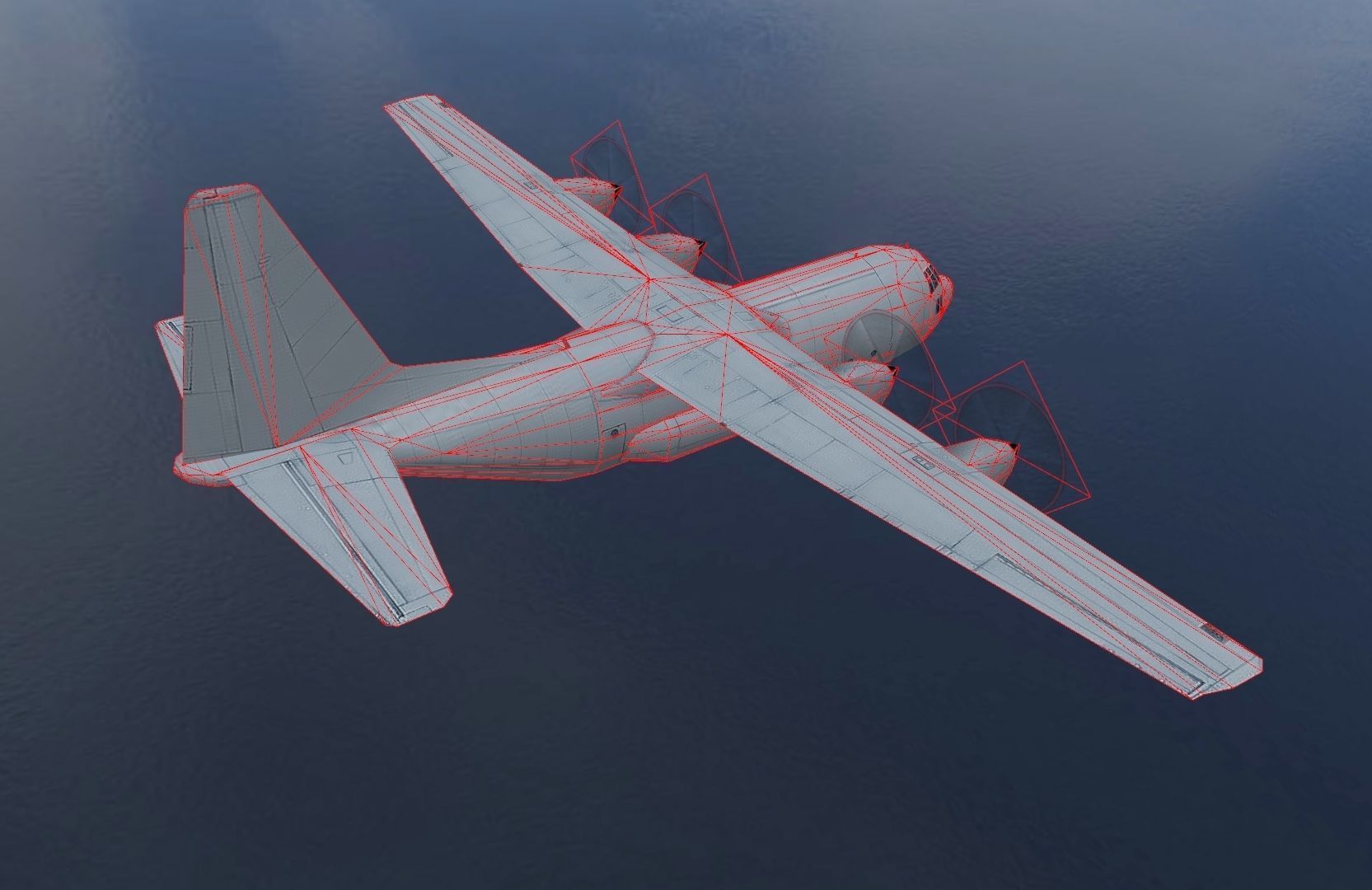 Lockheed C130 Hercules Low-poly 3D model_5