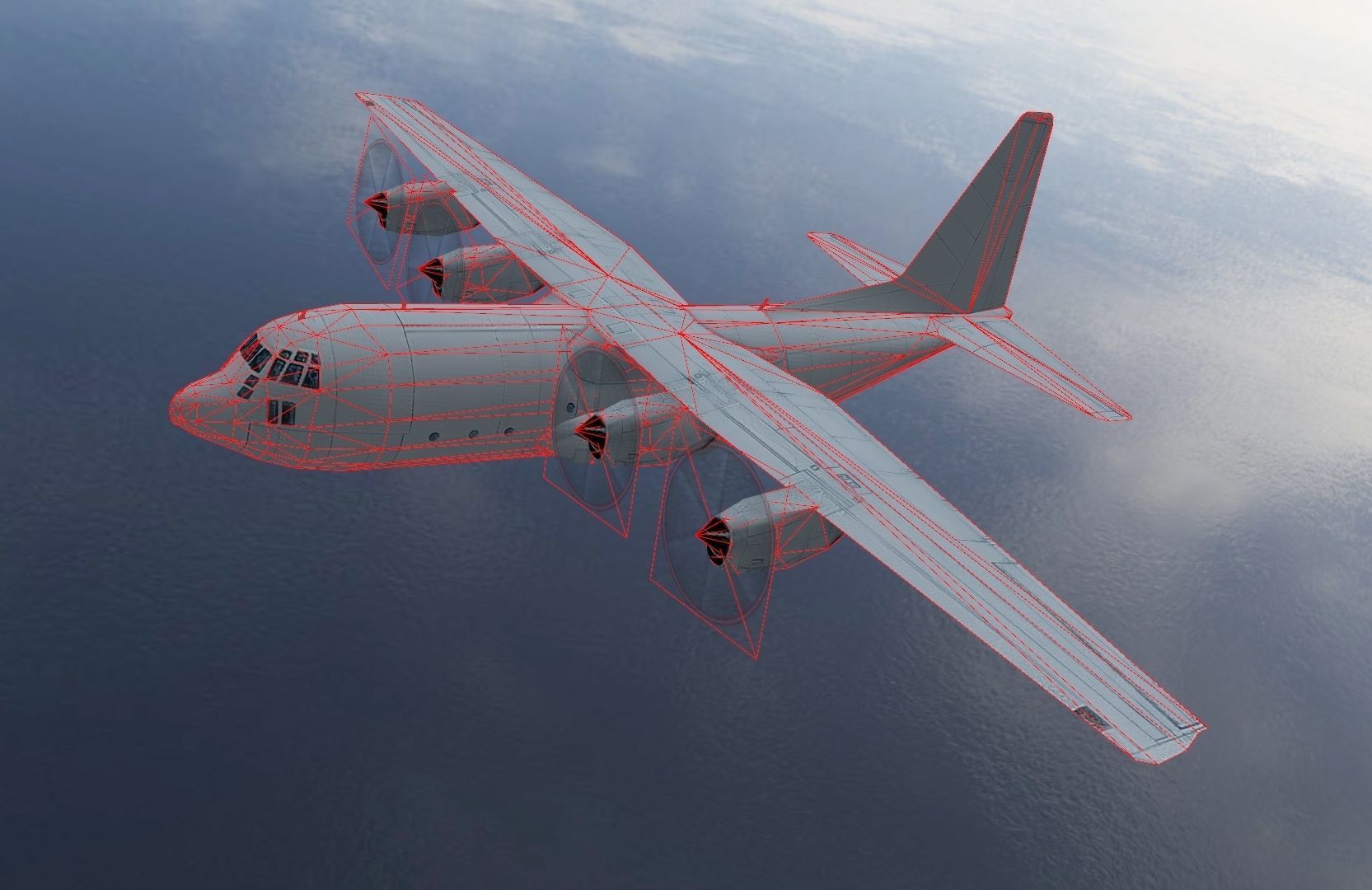 Lockheed C130 Hercules Low-poly 3D model_3