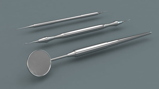 Dentist Picks and Dentist Miror 3D model