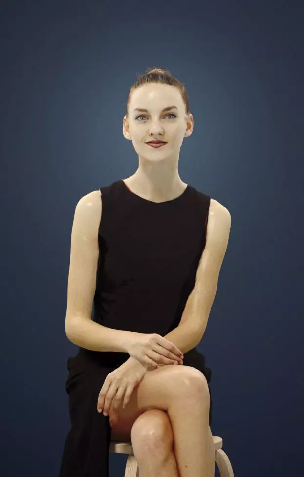 Beauty Fancy Dress Female In Black Attire Sitting 3D model
