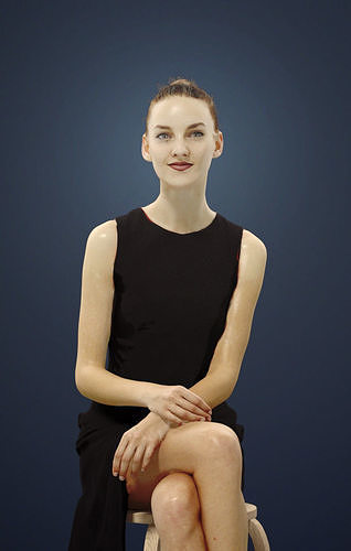 Beauty Fancy Dress Female In Black Attire Sitting 3D model