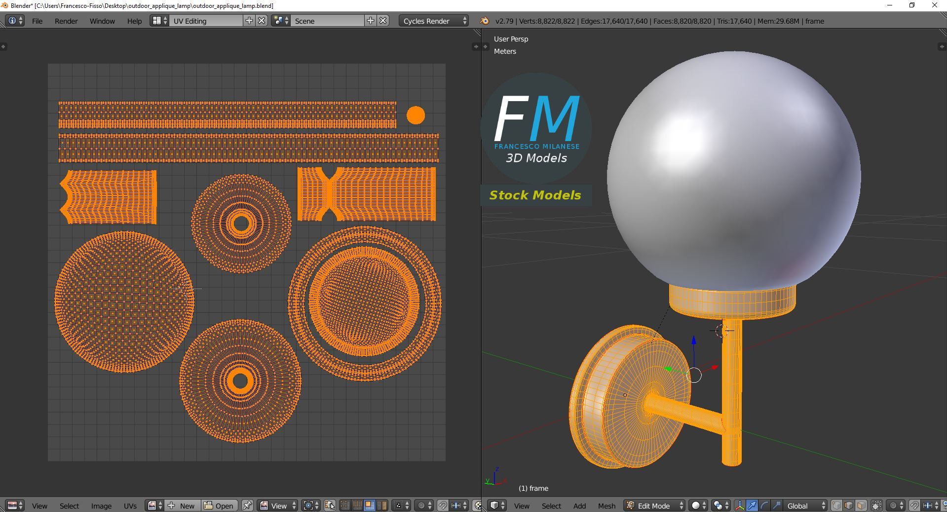 Outdoor applique lamp 3D model_10