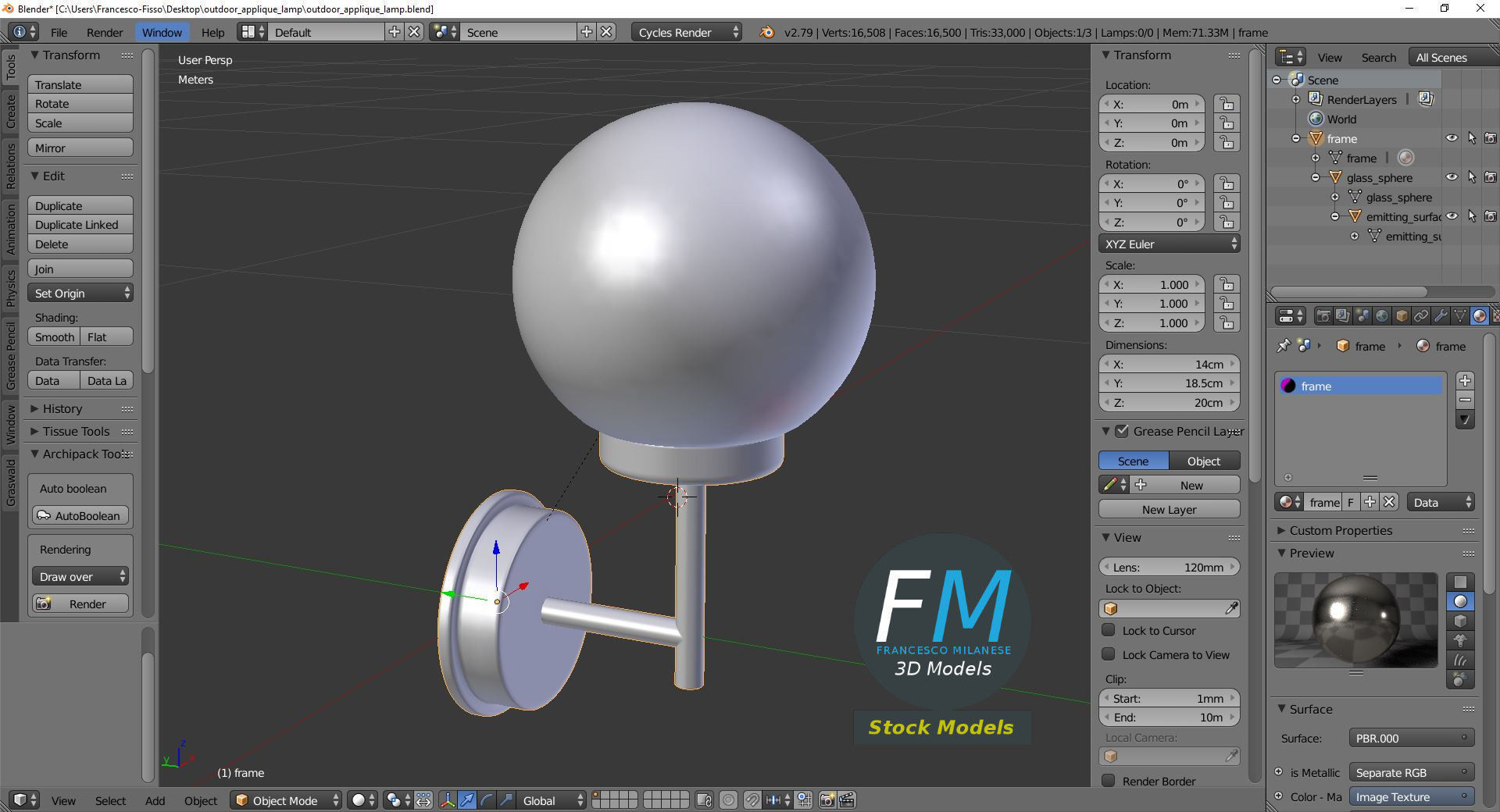 Outdoor applique lamp 3D model_9