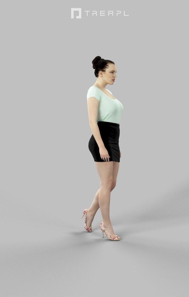 Dream A Female Dressed In Casual Black Skirt Walking 3D model_4