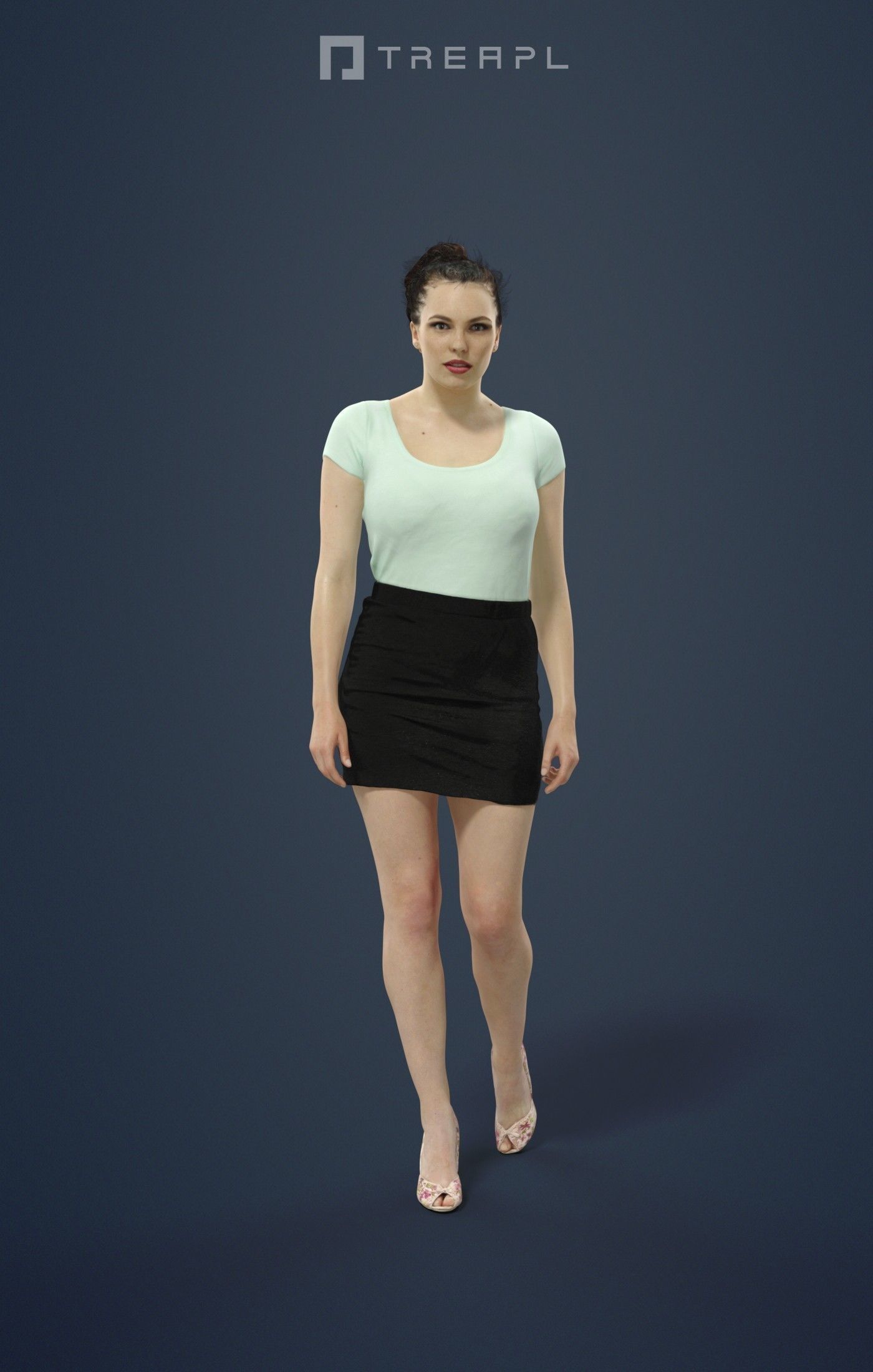 Dream A Female Dressed In Casual Black Skirt Walking 3D model_1