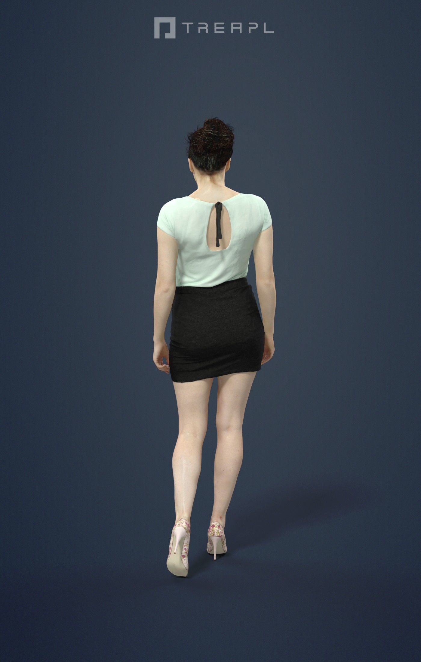 Dream A Female Dressed In Casual Black Skirt Walking 3D model_2