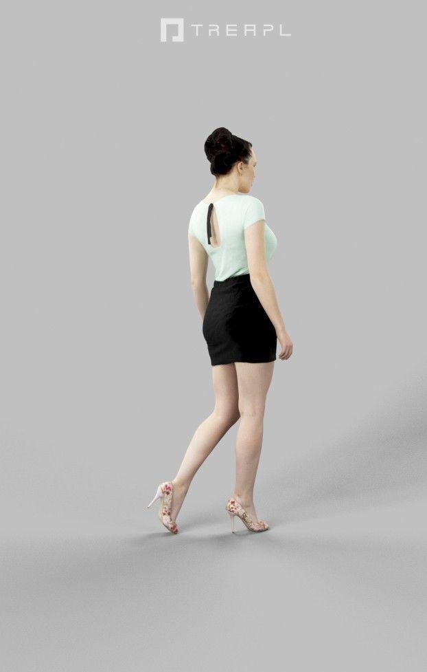 Dream A Female Dressed In Casual Black Skirt Walking 3D model_5
