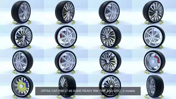 ORTAS CAR RIM 27-28 GAME READY RIM TIRE AND DISC 3D Model Collection