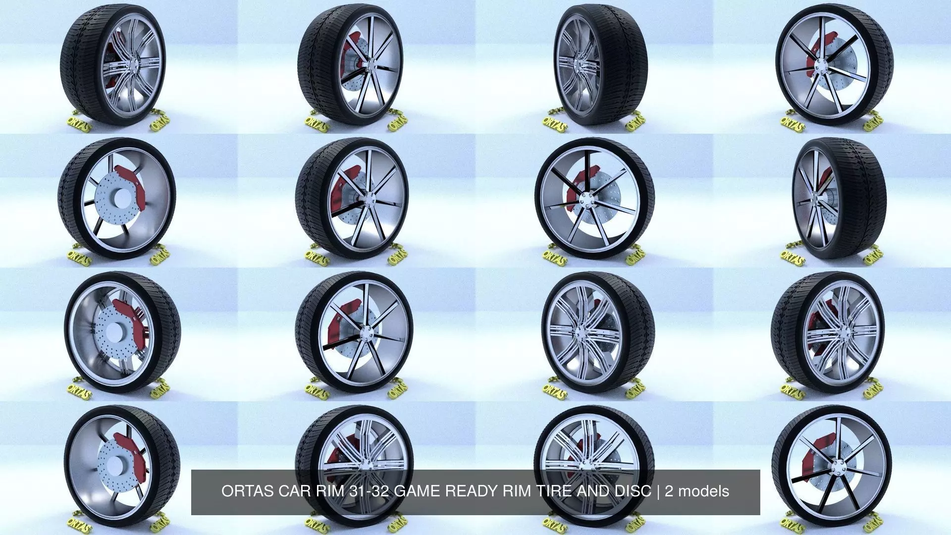 ORTAS CAR RIM 31-32 GAME READY RIM TIRE AND DISC 3D Model Collection_0
