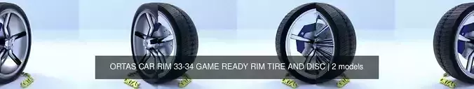 ORTAS CAR RIM 33-34 GAME READY RIM TIRE AND DISC 3D Model Collection