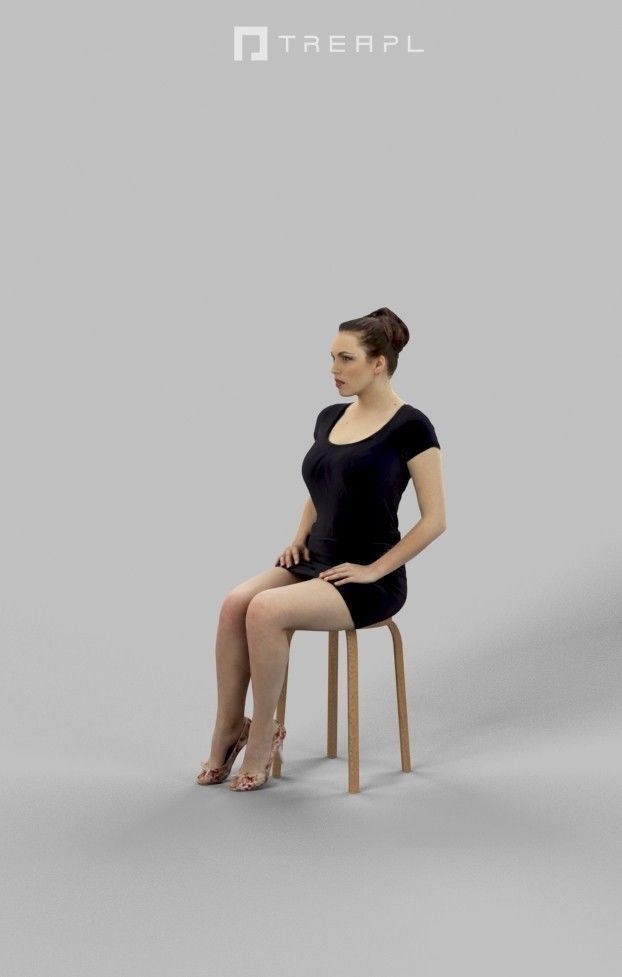 Dream Smart Casual Caucasian Female Sitting 3D model_8