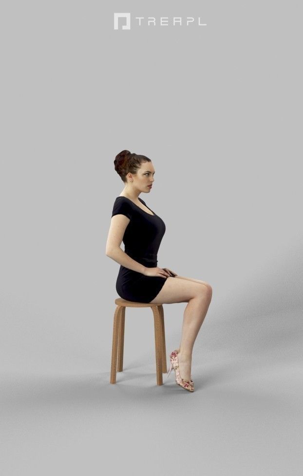 Dream Smart Casual Caucasian Female Sitting 3D model_4