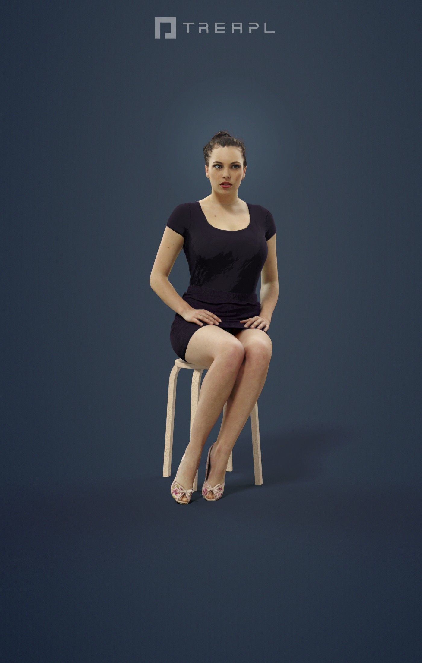 Dream Smart Casual Caucasian Female Sitting 3D model_1