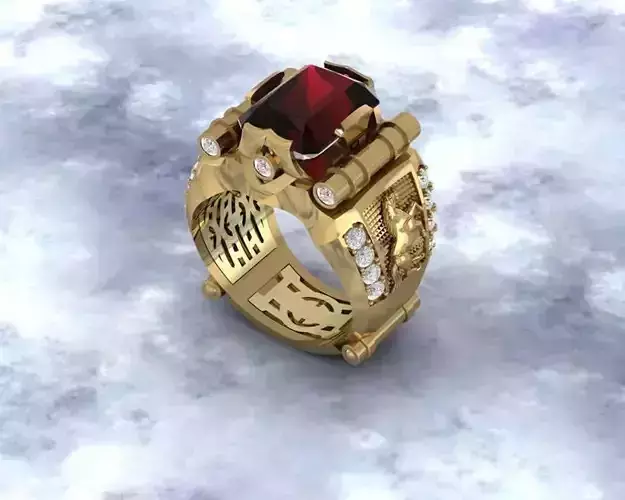 Fashion ring unisex with Dragon and Horse