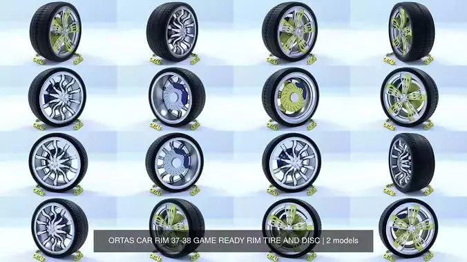 ORTAS CAR RIM 37-38 GAME READY RIM TIRE AND DISC 3D Model Collection