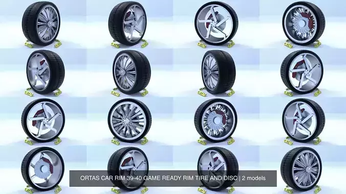 ORTAS CAR RIM 39-40 GAME READY RIM TIRE AND DISC 3D Model Collection