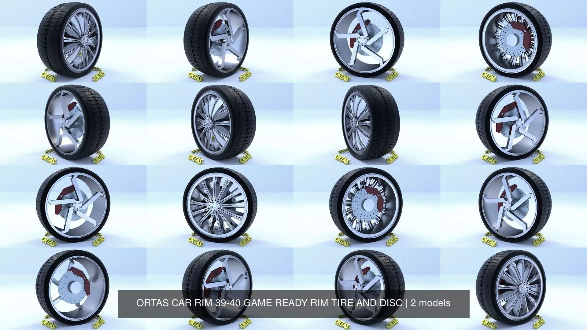 ORTAS CAR RIM 39-40 GAME READY RIM TIRE AND DISC 3D Model Collection_0