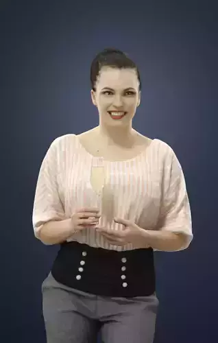 Dream Elegant Female Holding A Glass Of Champagne 3D model