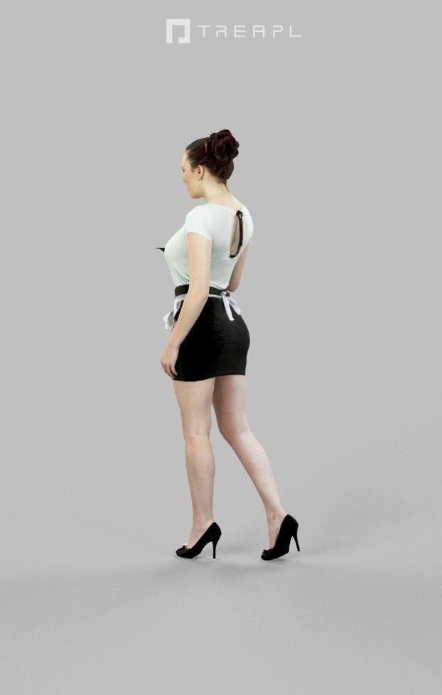 Dream A Caucasian Female Waitress Walking Holding A Tray 3D model_7