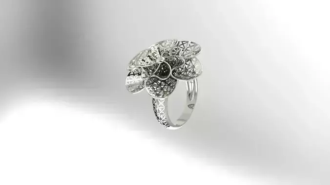 ring 3D print model flower for women