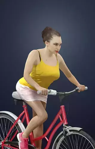 Dream Female Model Riding A Bicycle 3D model