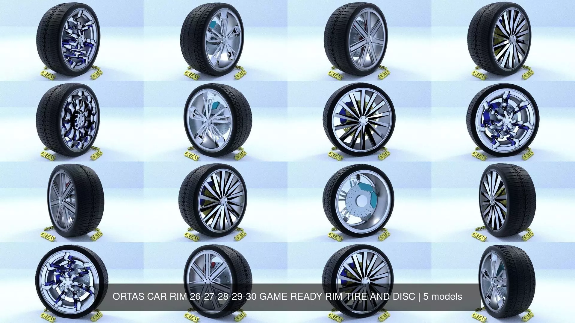 ORTAS CAR RIM 26-27-28-29-30 GAME READY RIM TIRE AND DISC 3D Model Collection_0