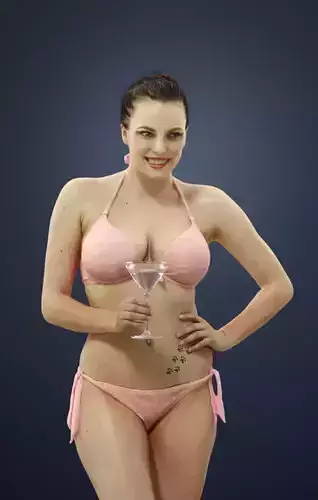 Dream a Female Standing In Bikini Holding A Cocktail Glass 3D model