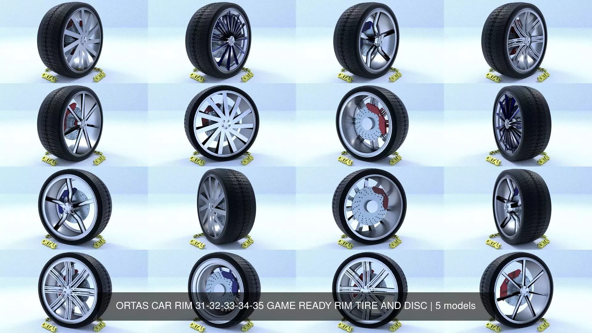 ORTAS CAR RIM 31-32-33-34-35 GAME READY RIM TIRE AND DISC 3D Model Collection_0