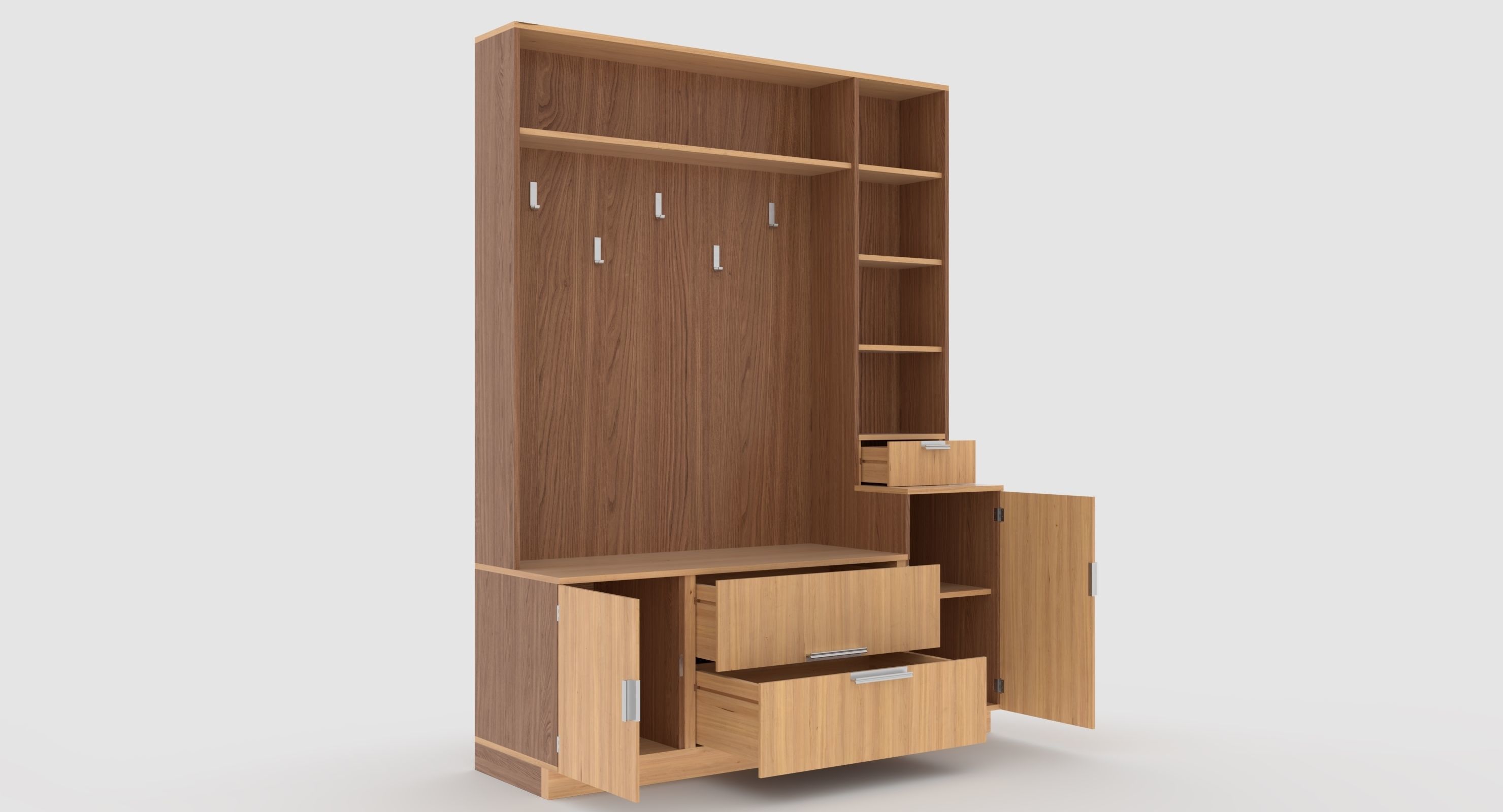 hallway 8 wooden cabinet with drawers and shelves 3D model_5