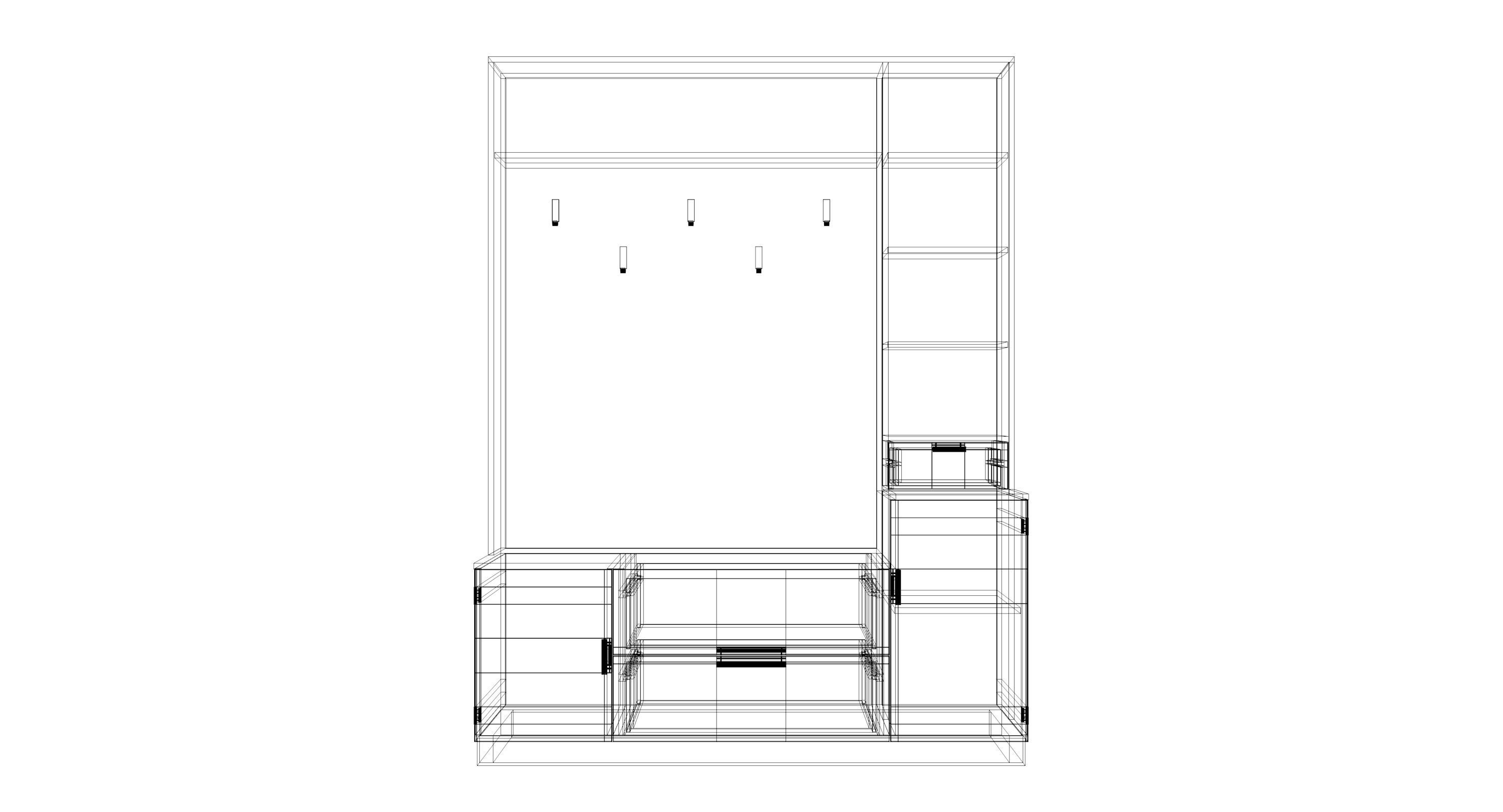 hallway 8 wooden cabinet with drawers and shelves 3D model_7