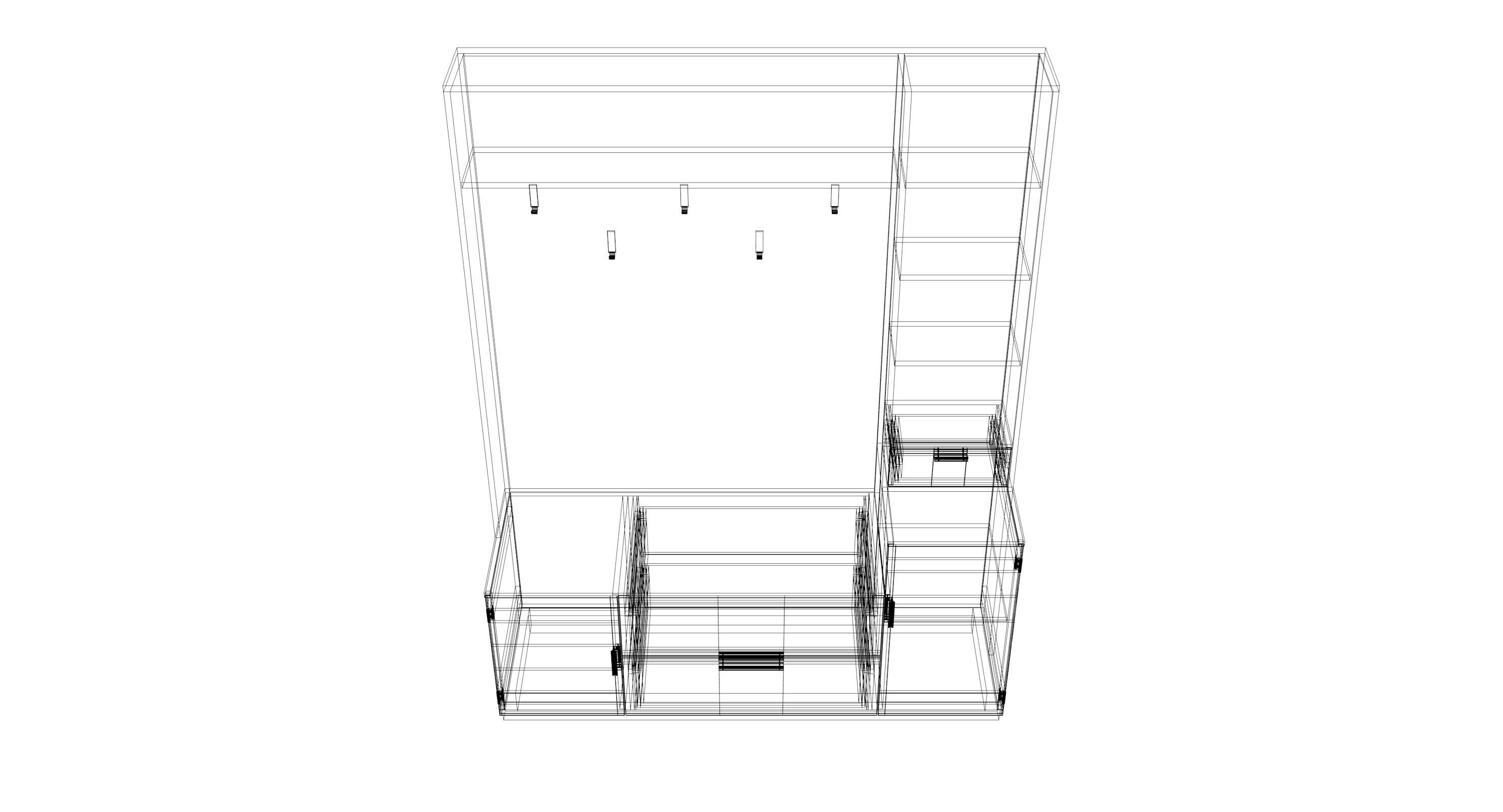 hallway 8 wooden cabinet with drawers and shelves 3D model_9